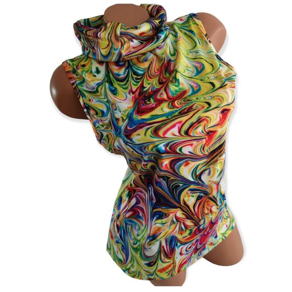 new Onepiece Pride Rave Shirt w. Built-in Mask Multocolor L - Picture 1 of 7